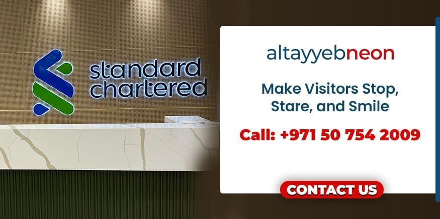 Contact us to make your visitors smile with modern reception signs in Dubai