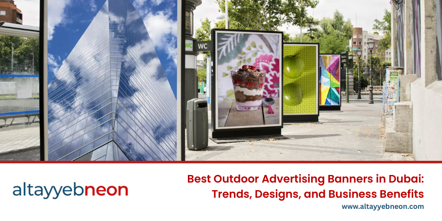 Outdoor advertising banners in Dubai for professional vinyl banner printing for business branding and promotions